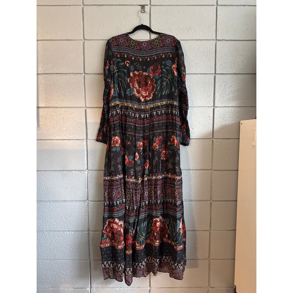FARM Rio Black Maxi Dress with Red & Green Floral Print - Picture 4 of 5
